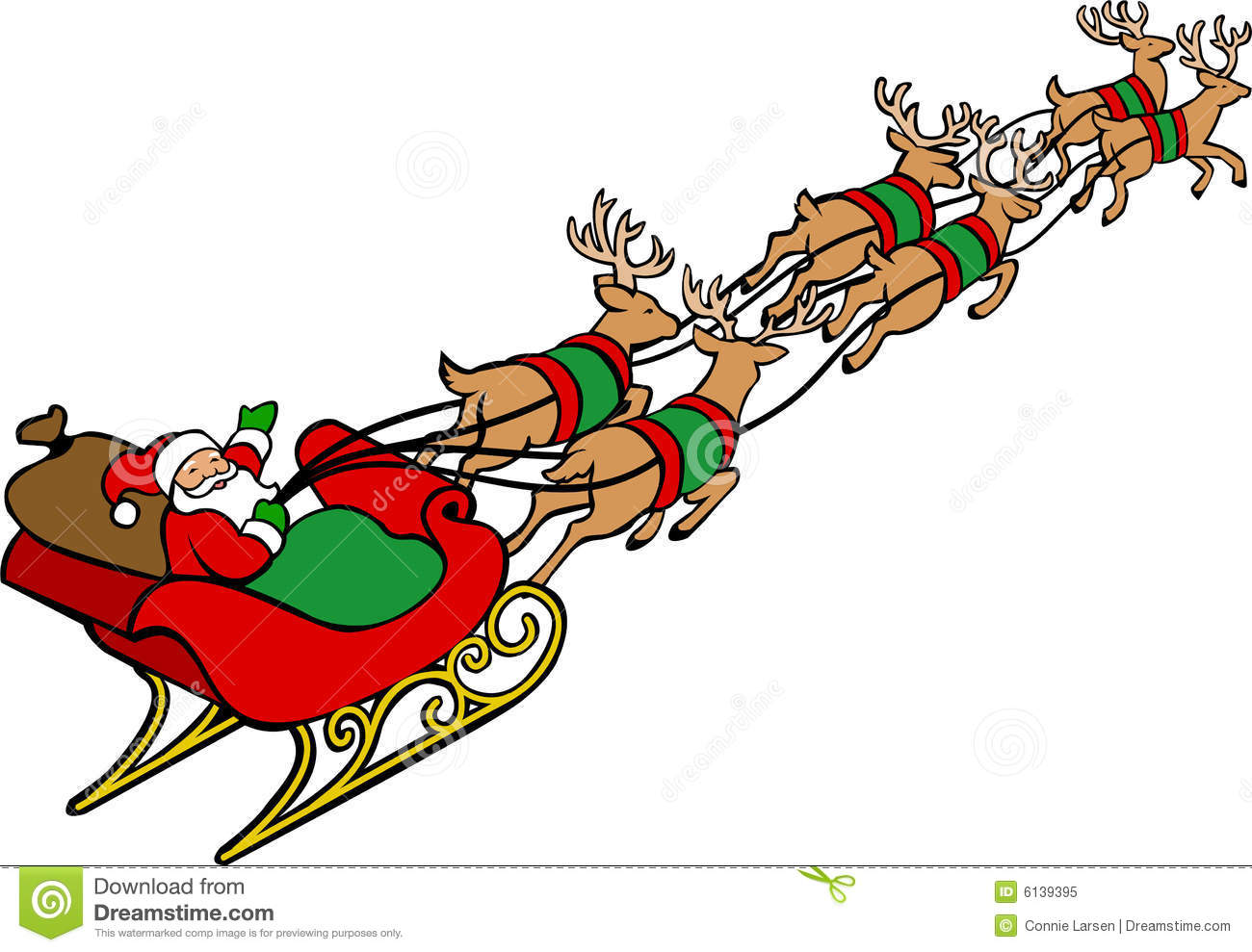 Santa Sleigh And Reindeer Clip .-Santa Sleigh and Reindeer Clip .-12