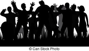 ... Silhouettes Of Zombies And Tombstone-... Silhouettes of zombies and tombstones isolated on white-5