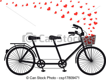 Tandem Bicycle With Red Hearts - Tandem -tandem bicycle with red hearts - tandem bicycle with flying... ...-12