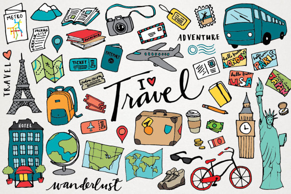 Travel Clipart - Hand Drawn Illustration-Travel Clipart - hand drawn illustrations, digital download, vacation  clipart, wanderlust clip art, instant download, design resource from  LemonadePixel on ClipartLook.com -12