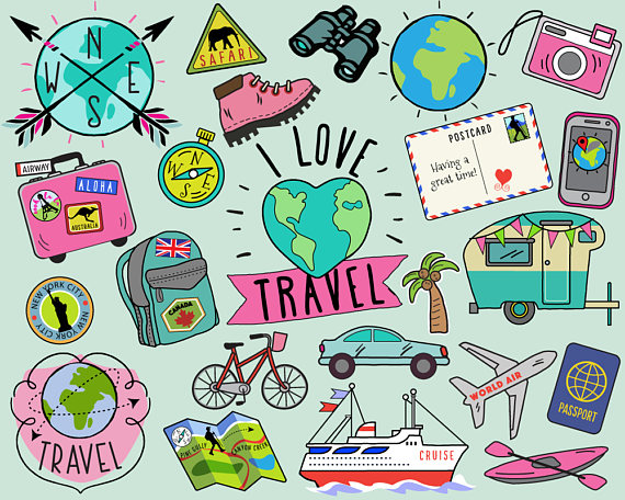 Travel Clipart, Summer Clipart, Bullet J-Travel Clipart, summer clipart, bullet journal stickers, travel clip art,  summer clip art, summer travel clipart, vacation clipart-13