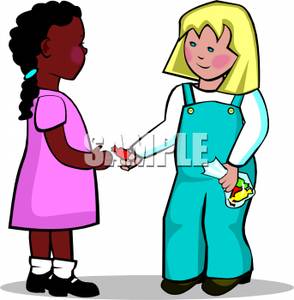 White And Black Girls Making Friends Roy-White And Black Girls Making Friends Royalty Free Clipart Picture-19