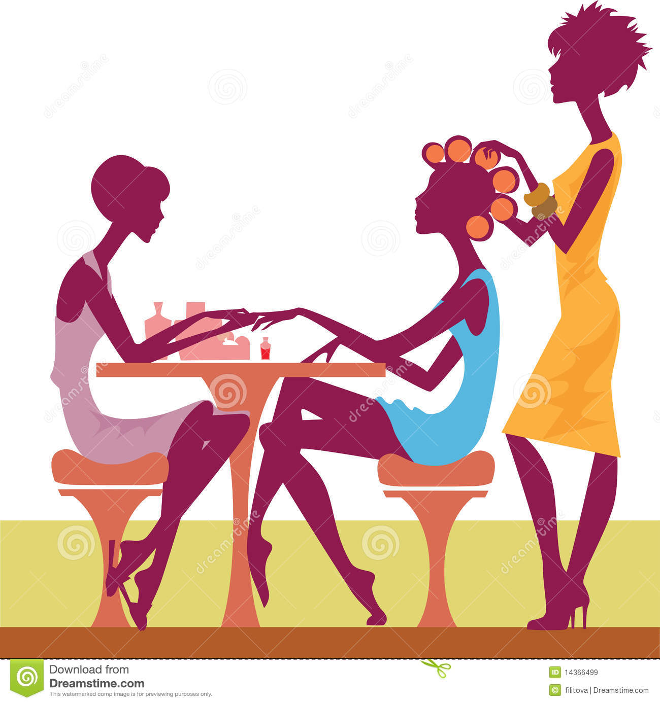 Women In A Salon Getting A Hairstyle And-Women in a salon getting a hairstyle and manicure Royalty Free Stock Images-19