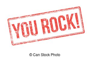 ... You Rock! Red Rubber Stamp On White.-... You Rock! Red rubber stamp on white. Print, impress,.-15